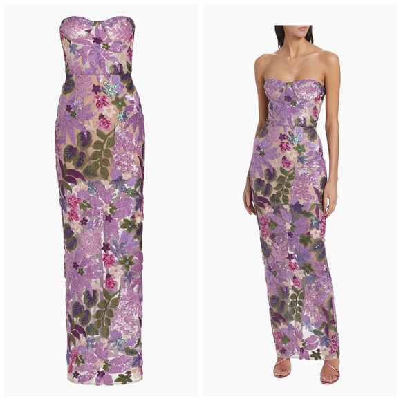 Bronx and Banco Dresses & Skirts - Bronx and Banco Dahlia Floral-Embellished Strapless Gown Size XS